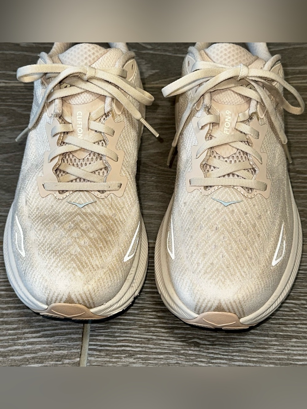 Hoka Clifton 9 Men's Size 10D Running Shoes Cream Athletic Comfort Sneakers - Picture 9 of 13
